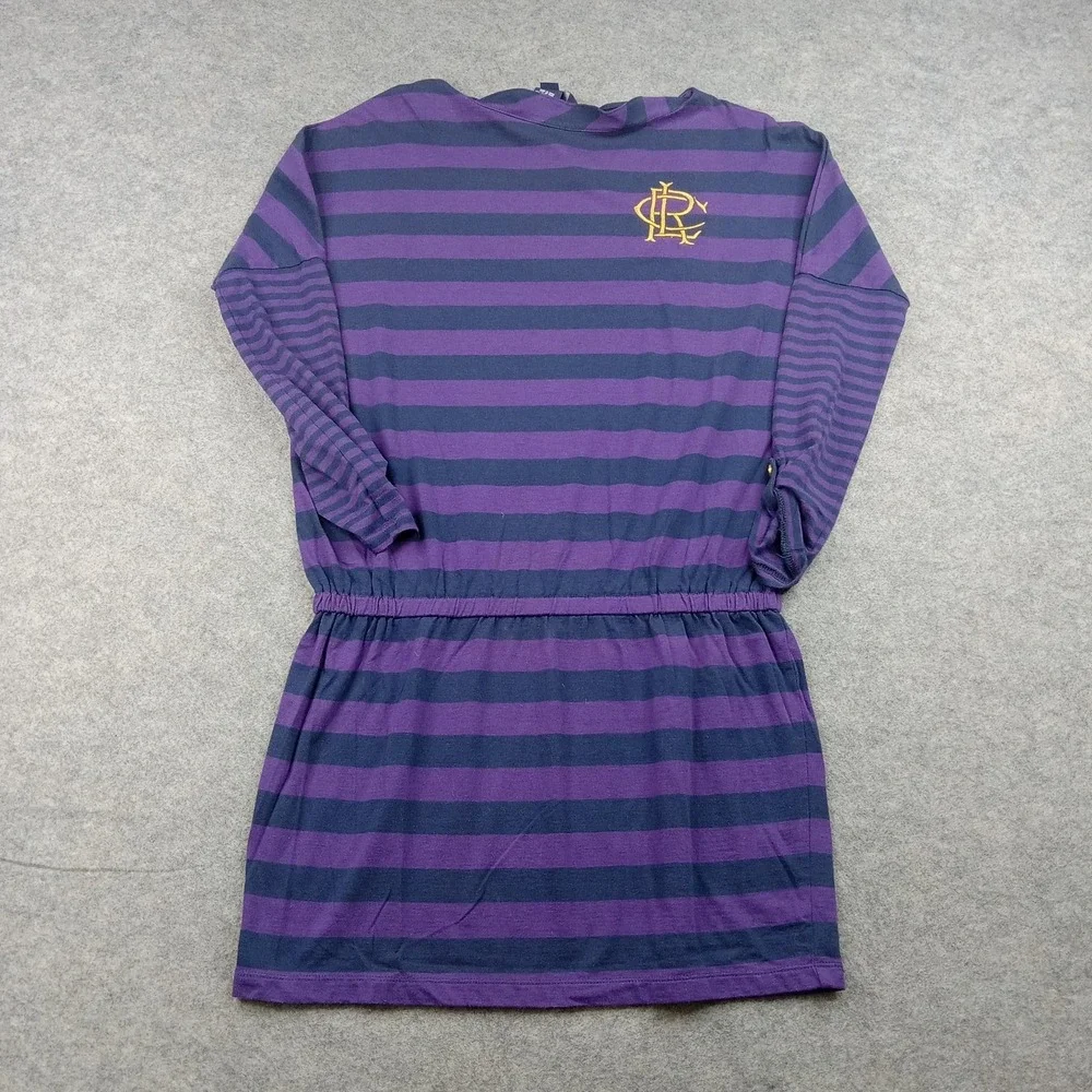 Ralph Lauren T-Shirt Dress Girls‎ Large 12-14 Purple Striped Long Sleeve Logo